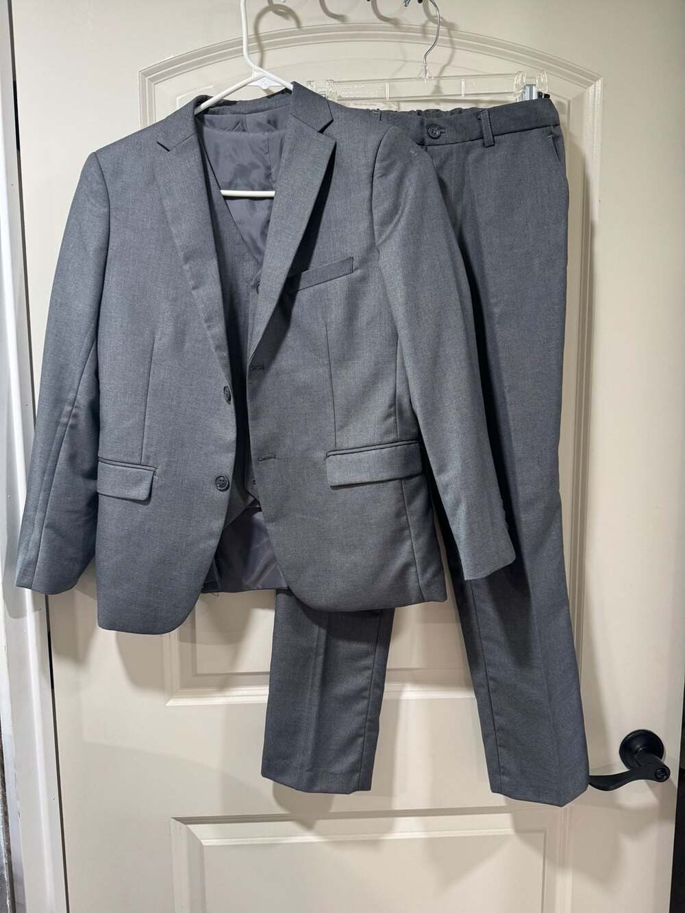 Boys Gray 3 Piece Suit Set Jacket Vest Pants Formal Wedding Size 14